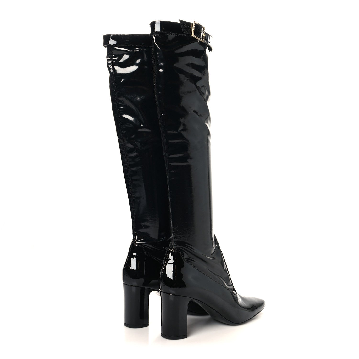 Saint Laurent Patent Calfskin Diane 100 Boots 41 Black 4 of 8