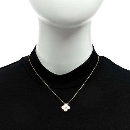 Van Cleef & Arpels 18K Yellow Gold Diamond Yellow Mother of Pearl Vintage Alhambra Pendant Necklace 2 of 4