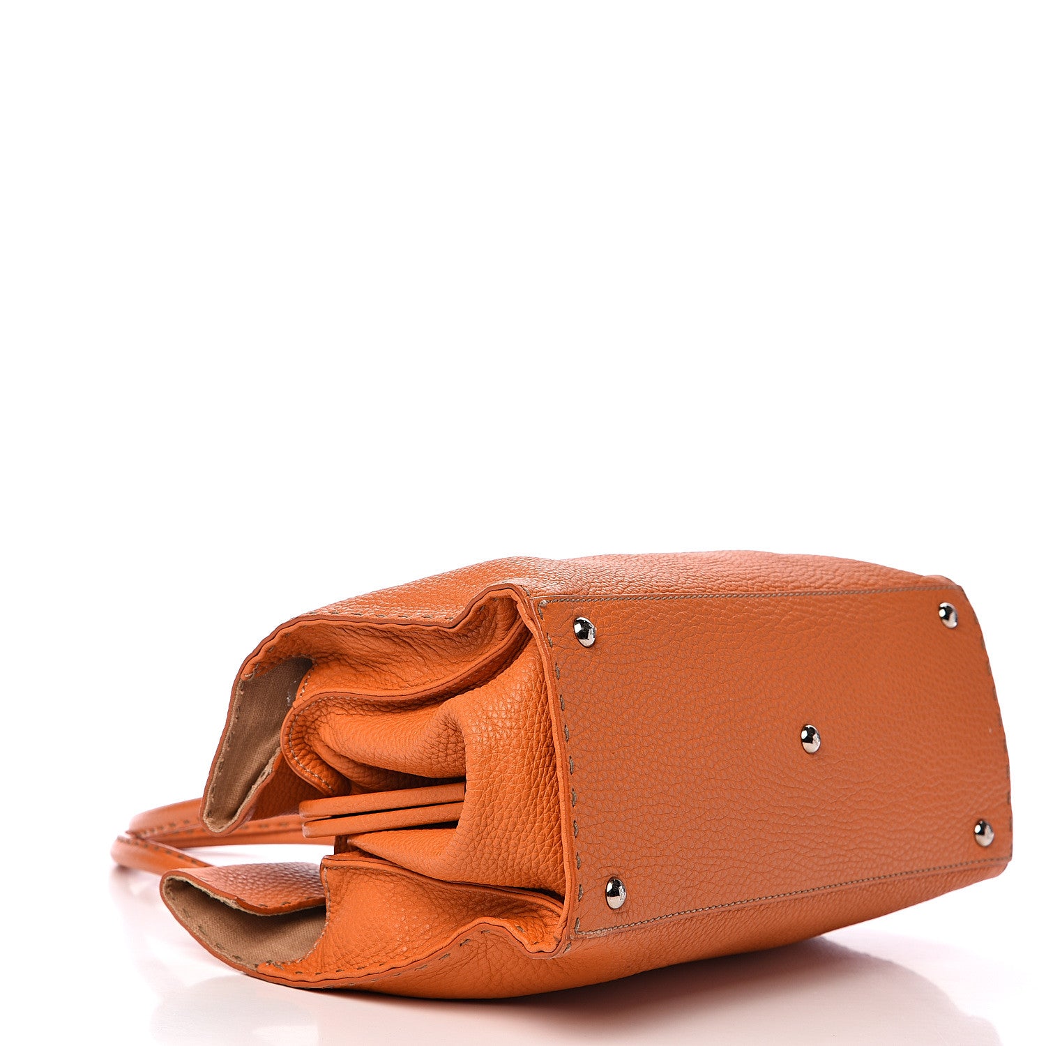 Fendi Calfskin Romano Selleria Firenze Frame Bag Orange 3 of 9