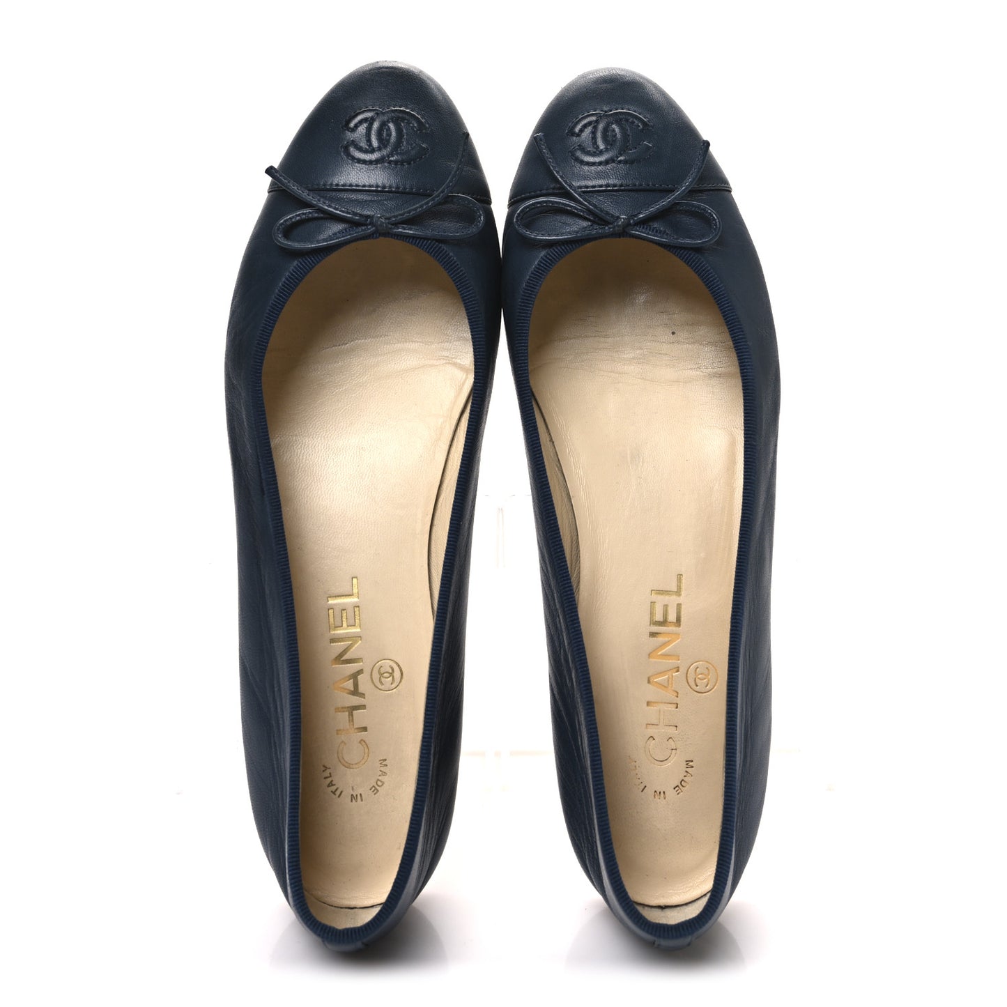 Lambskin CC Cap Toe Ballerina Flats 39 Blue