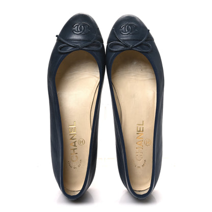 Chanel Lambskin CC Cap Toe Ballerina Flats 39 Blue 2 of 12
