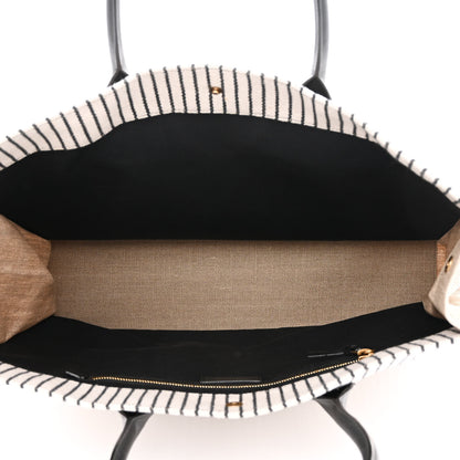 Saint Laurent Embroidered Cotton Linen Rive Gauche Noe Tote Natural Black 5 of 10