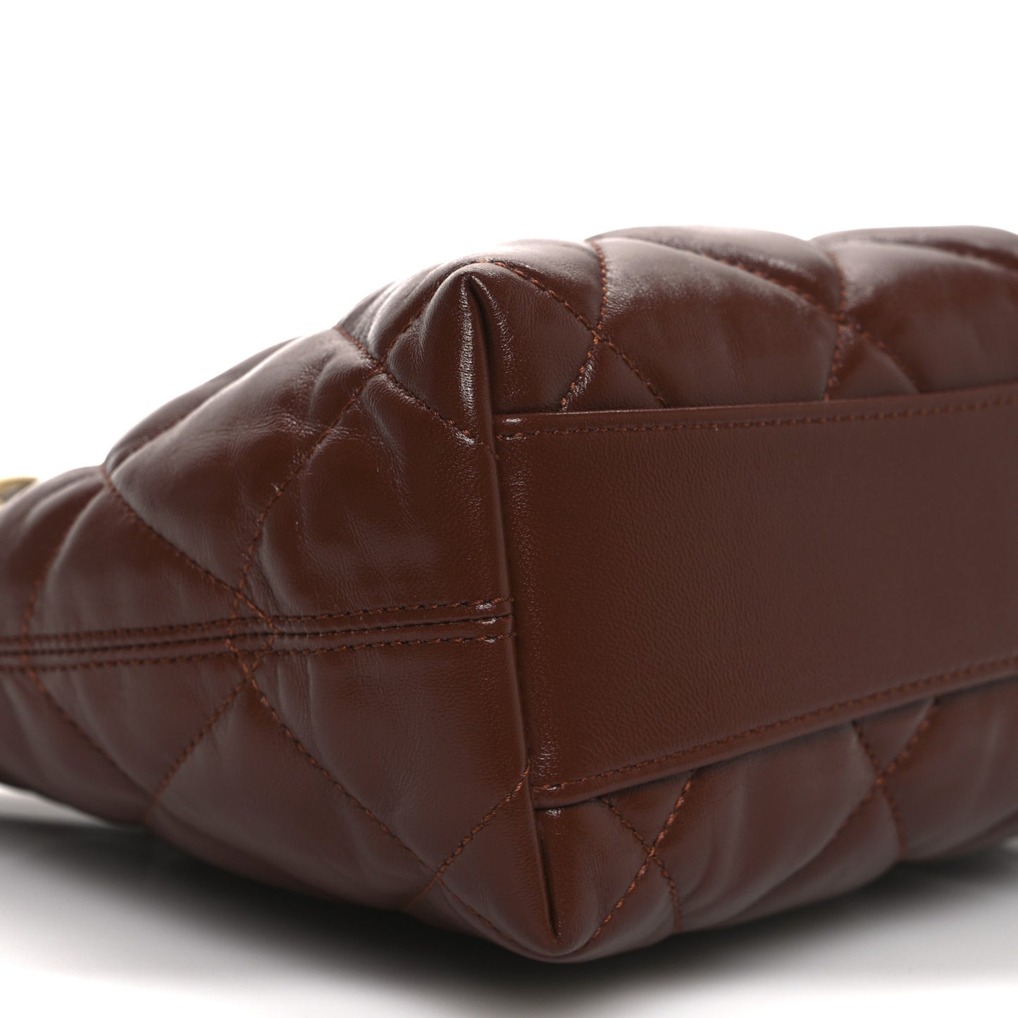 Shiny Crumpled Lambskin Quilted Small CC Funky Town Hobo Brown