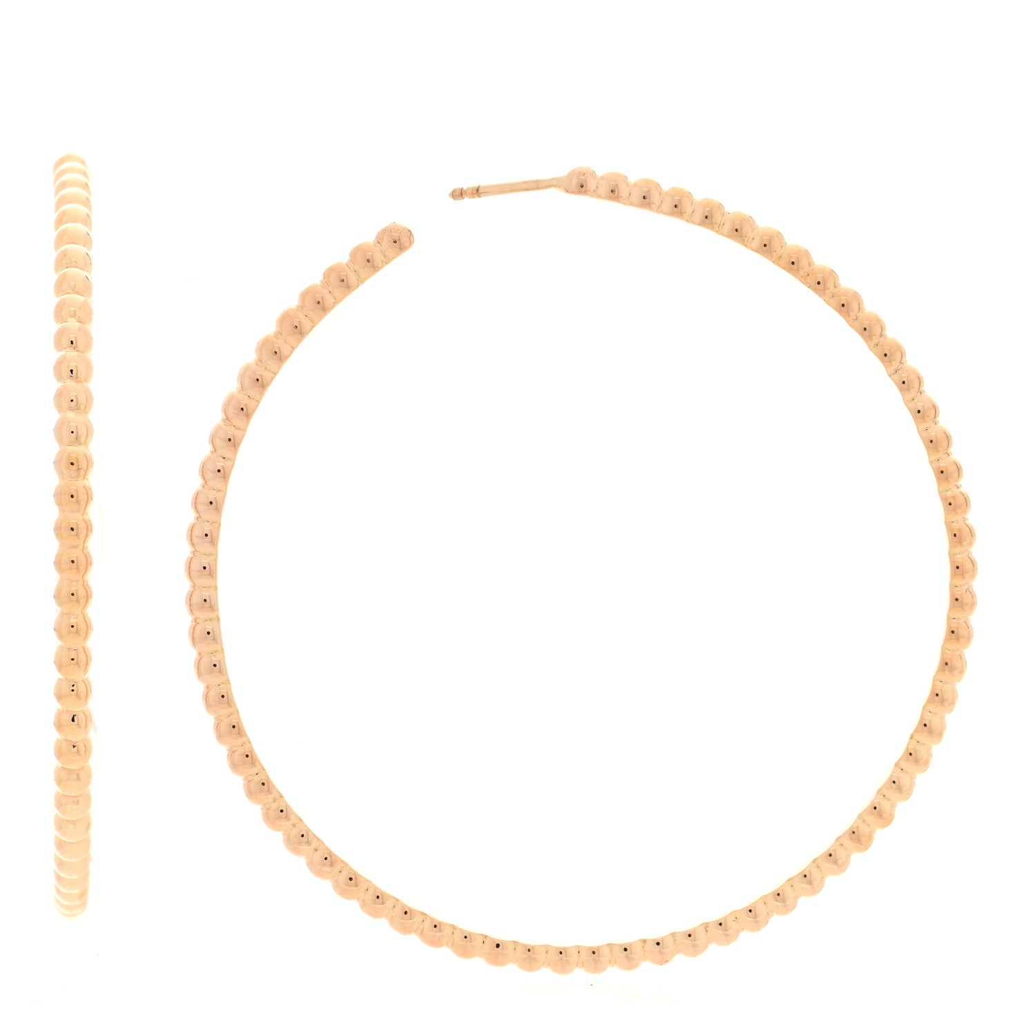 Van Cleef & Arpels 18K Rose Gold Large Perlee Hoop Earrings 1 of 4