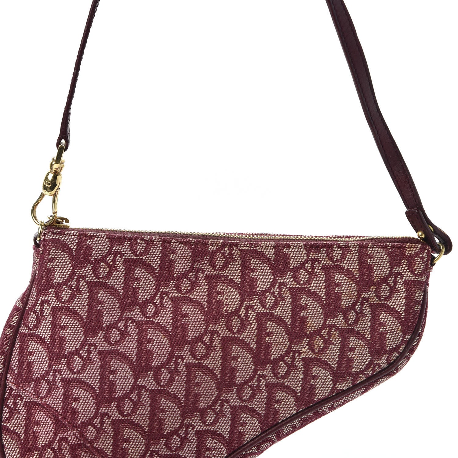 Christian Dior Monogram Mini Saddle Pochette Burgundy 9 of 10