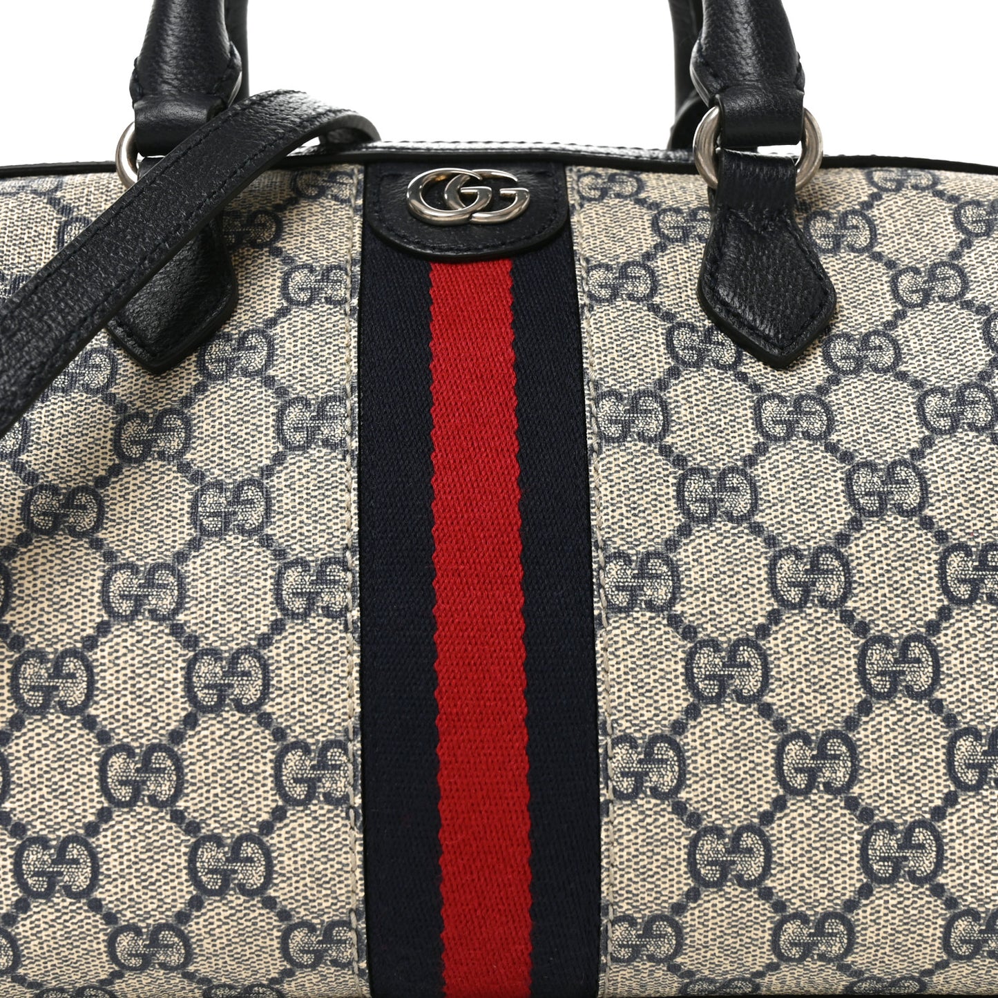 GG Supreme Monogram Web Small Ophidia Top Handle Bag Beige Blue