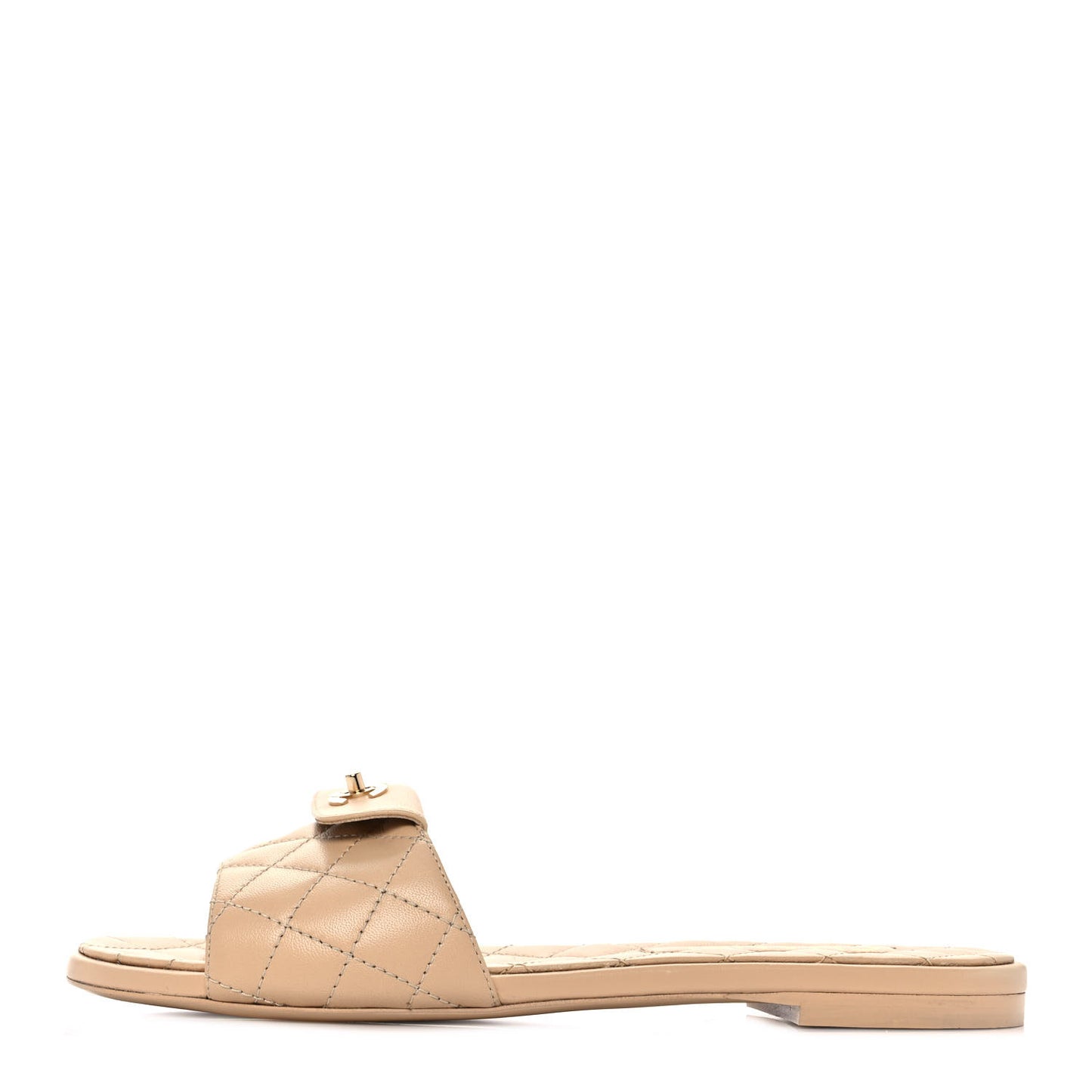 Lambskin Quilted CC Turnlock Sandals 38 Beige