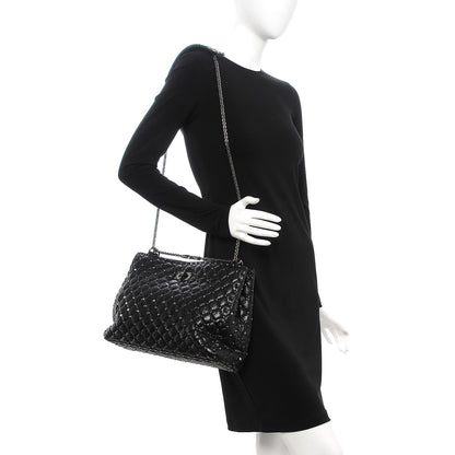 Valentino Garavani Craquele Nappa Rockstud Spike Shoulder Tote Black 2 of 8