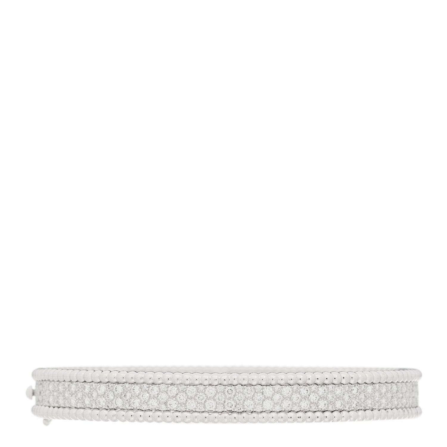 Van Cleef & Arpels 18K White Gold Diamond Perlee 3-Row Bangle Bracelet L 1 of 3