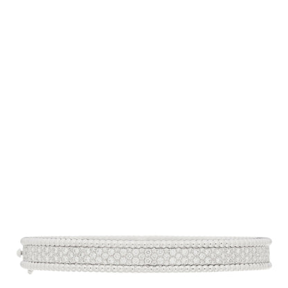 Van Cleef & Arpels 18K White Gold Diamond Perlee 3-Row Bangle Bracelet L 1 of 3