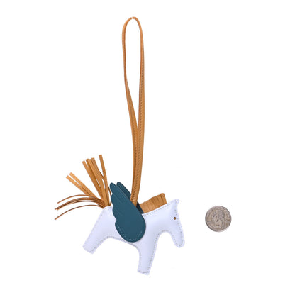 Hermes Milo Lambskin Grigri Rodeo Pegase Horse Bag Charm PM Bleu Brume Sesame Vert Bosphore 2 of 6