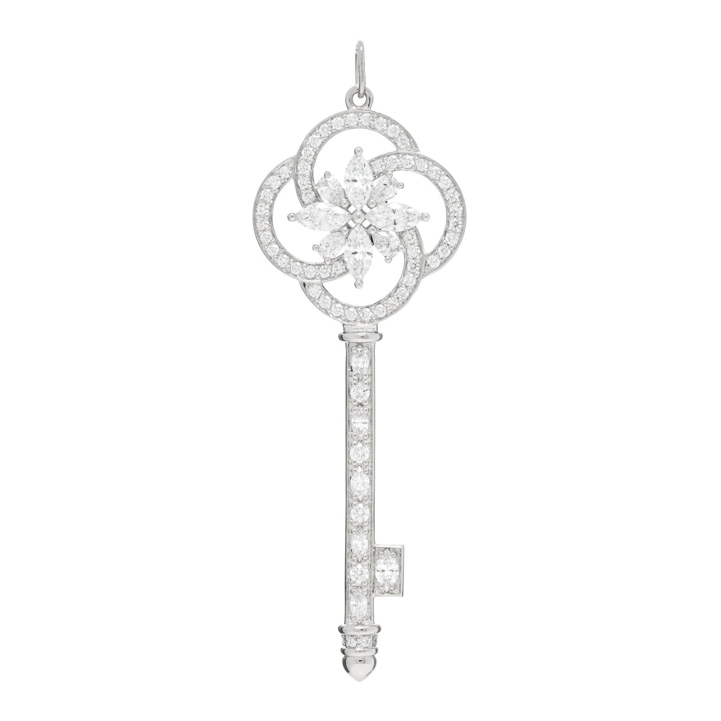 Platinum Diamond Victoria Cluster Key Pendant