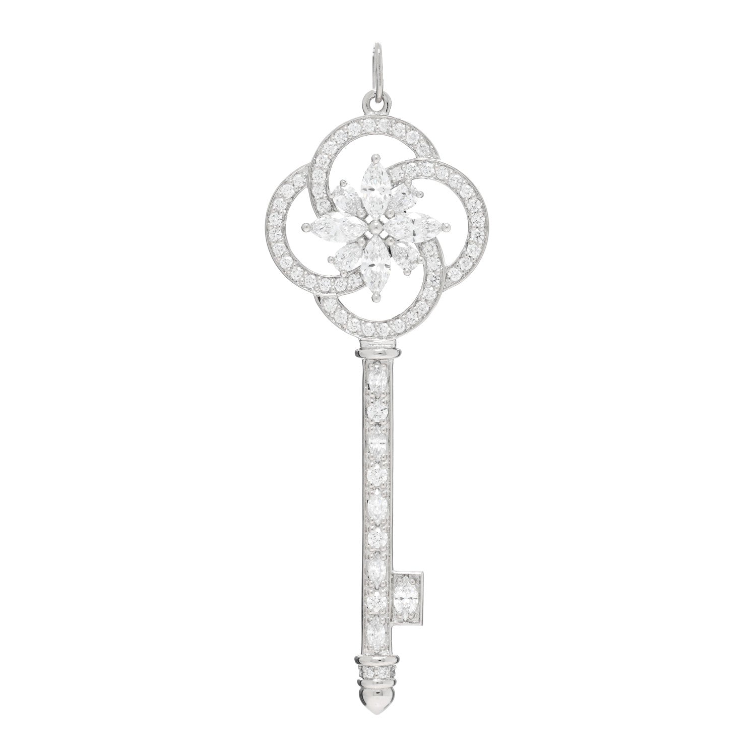 Tiffany Platinum Diamond Victoria Cluster Key Pendant 1 of 4