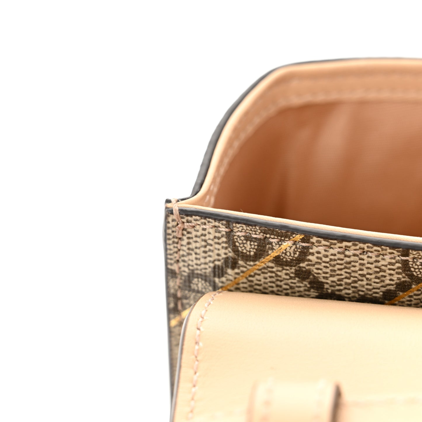 GG Supreme Monogram Calfskin Horsebit Print Mini Padlock Top Handle Shoulder Bag Beige Ebony Light Pink