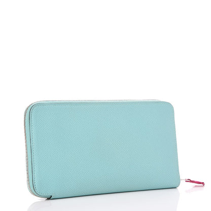 Hermes Epsom Silk'In Wallet Bleu Atoll Rose Tyrien 3 of 8