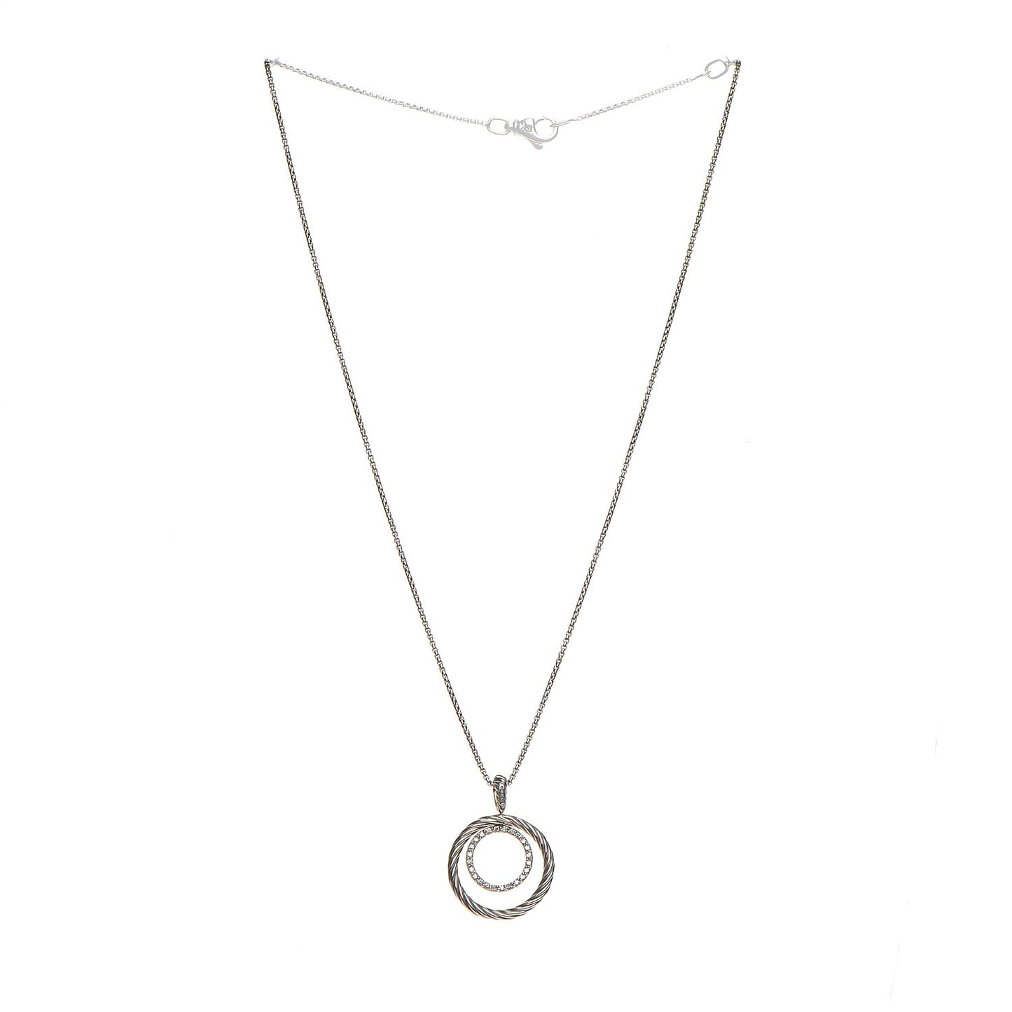 Sterling Silver Diamond Mobile Circle Pendant Necklace