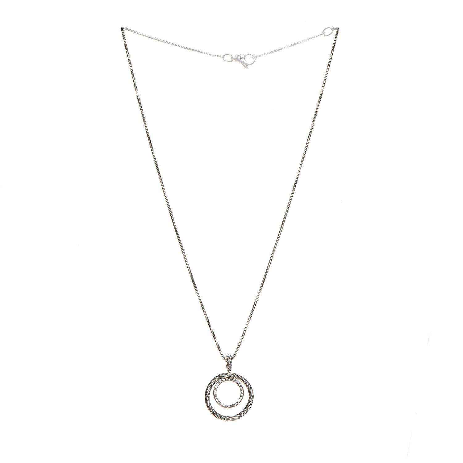 David Yurman Sterling Silver Diamond Mobile Circle Pendant Necklace 3 of 5
