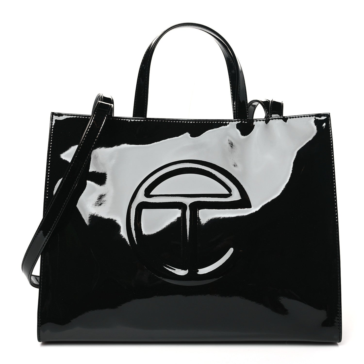 Telfar Patent Vegan Leather Medium Shopping Bag Black 1 of 10