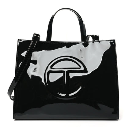 Telfar Patent Vegan Leather Medium Shopping Bag Black 1 of 10
