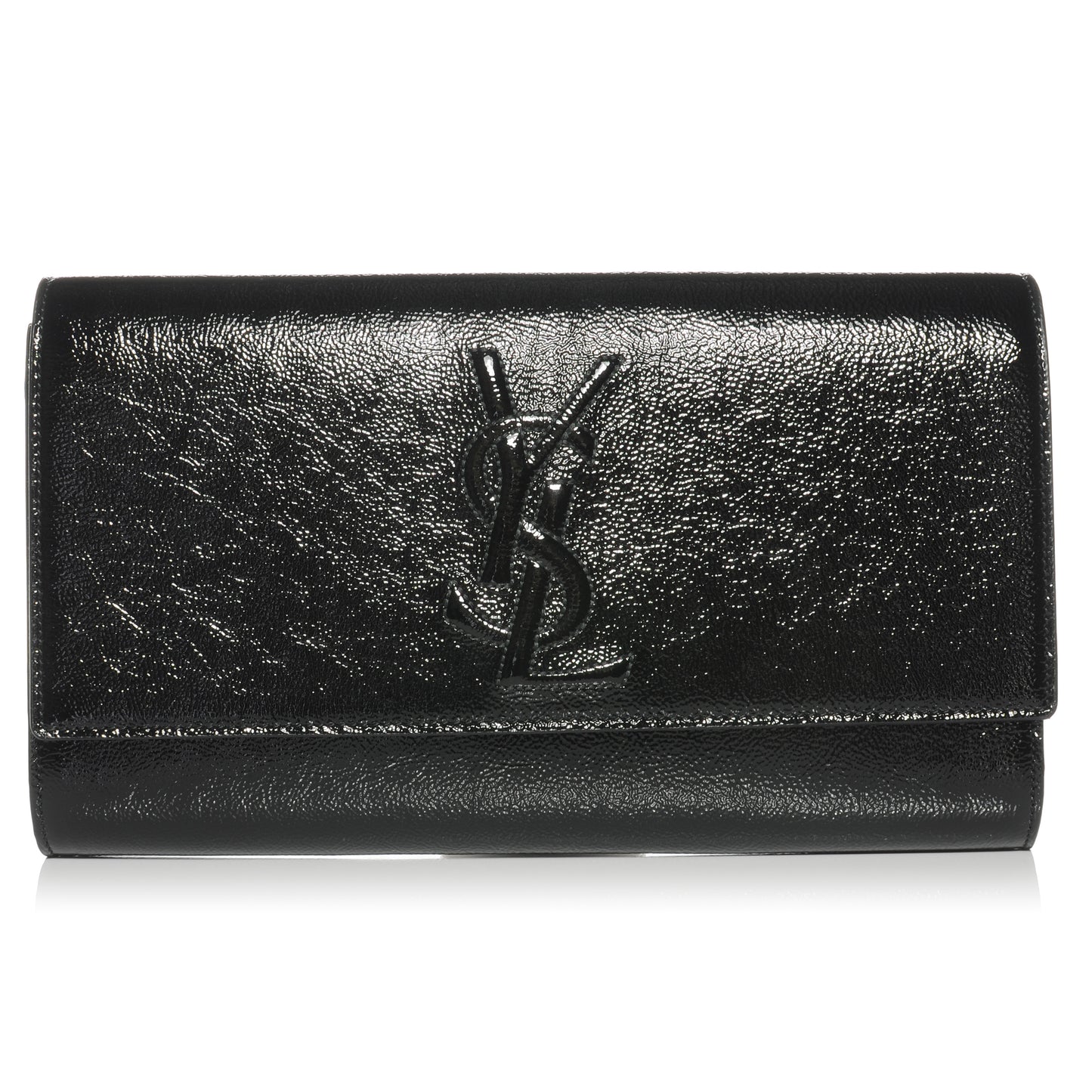 Textured Patent Monogram Large Belle De Jour Clutch Black
