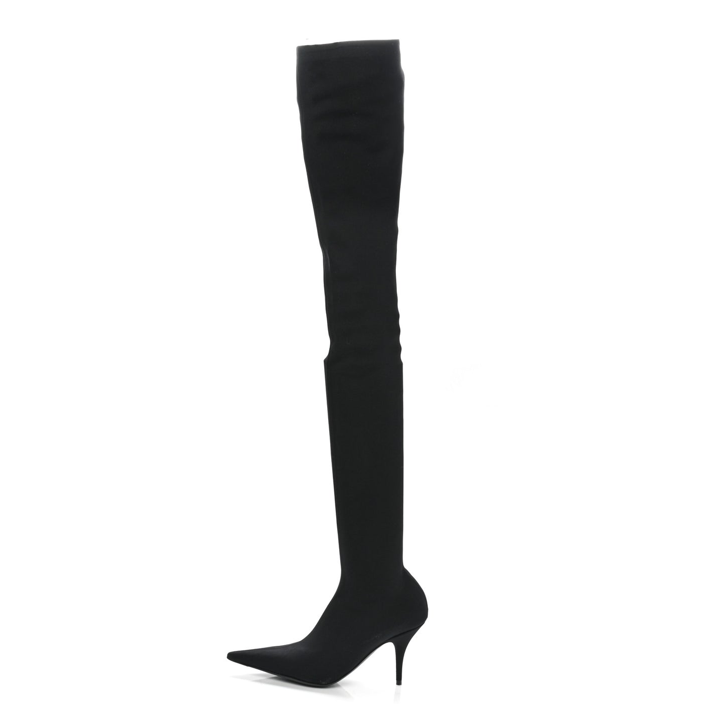 Spandex Pointed Toe Knife Thigh High Boots 35 Black