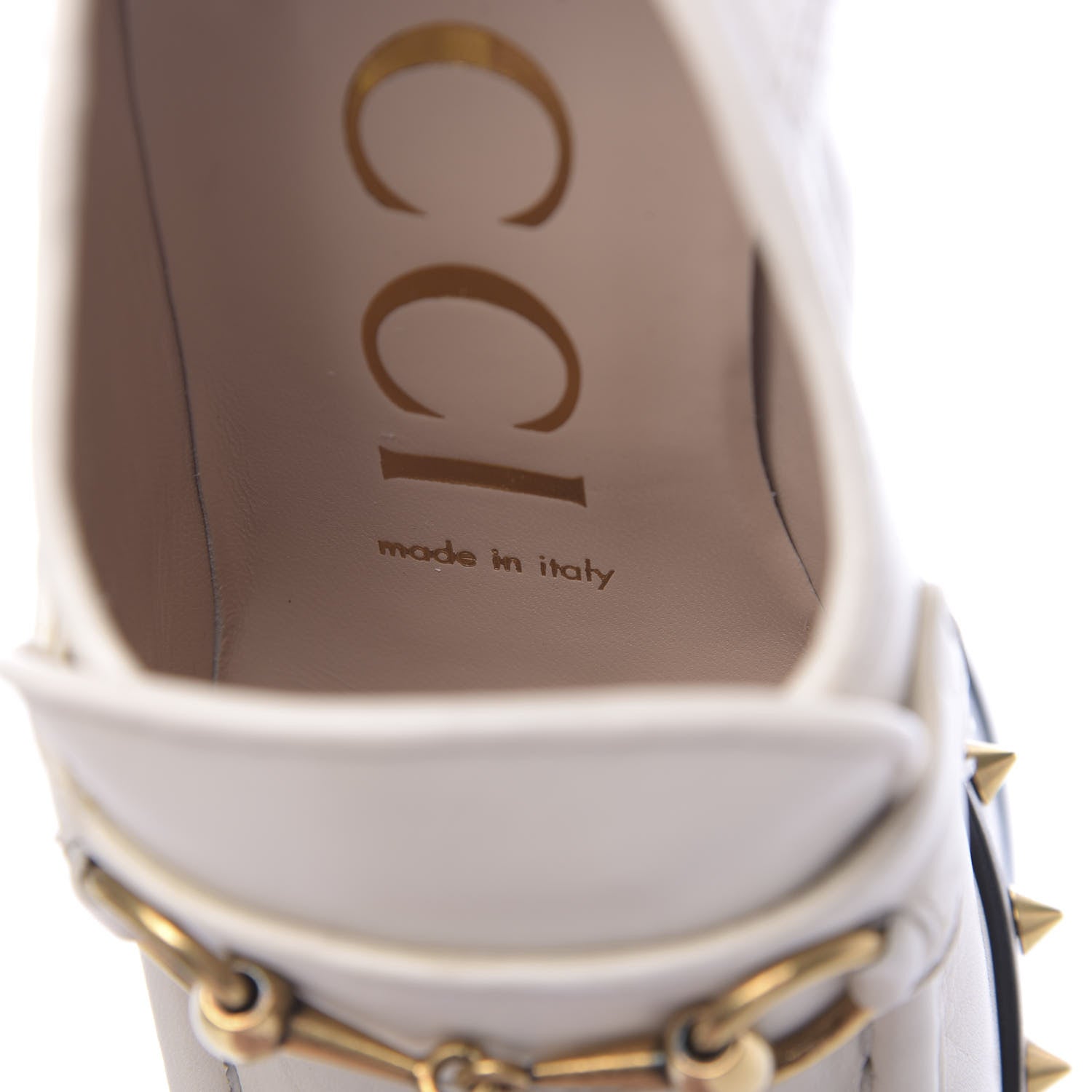 Gucci Malaga Kid Pearl Studded Spiked Vegas Platform Loafer 36 Mystic White 7 of 9