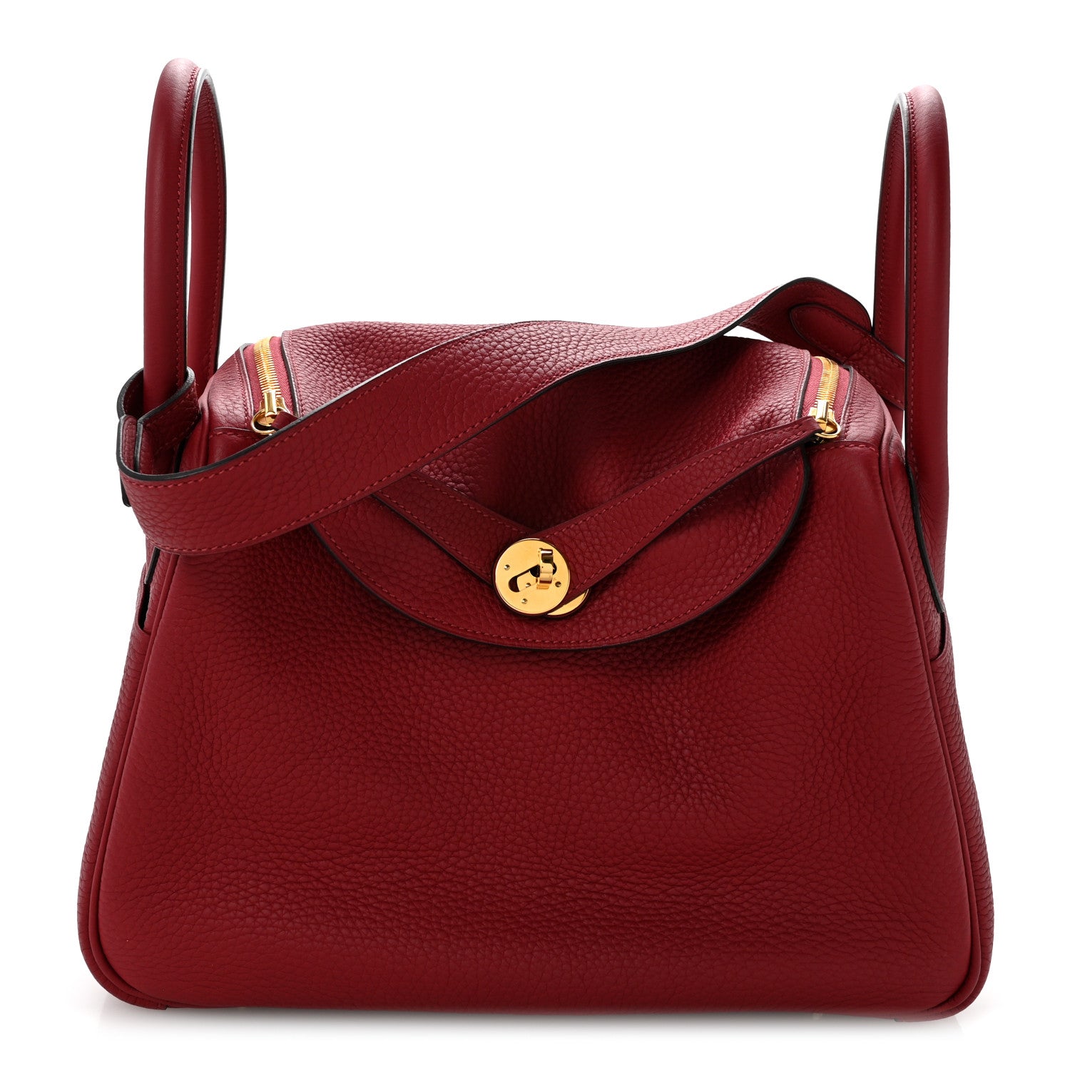 Hermes Taurillon Clemence Lindy 30 Rouge Grenat 1 of 13