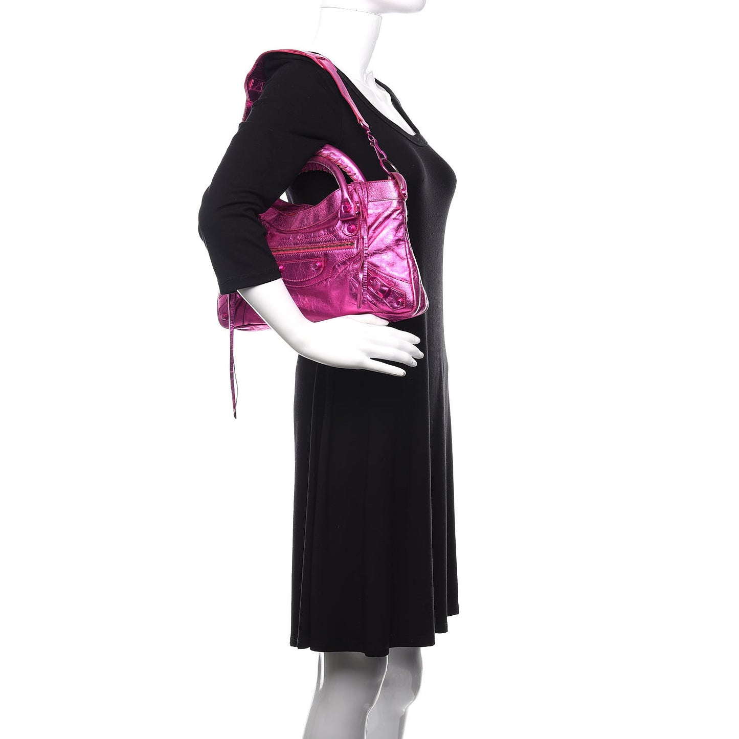 Metallic Chevre Classic Hardware First Magenta