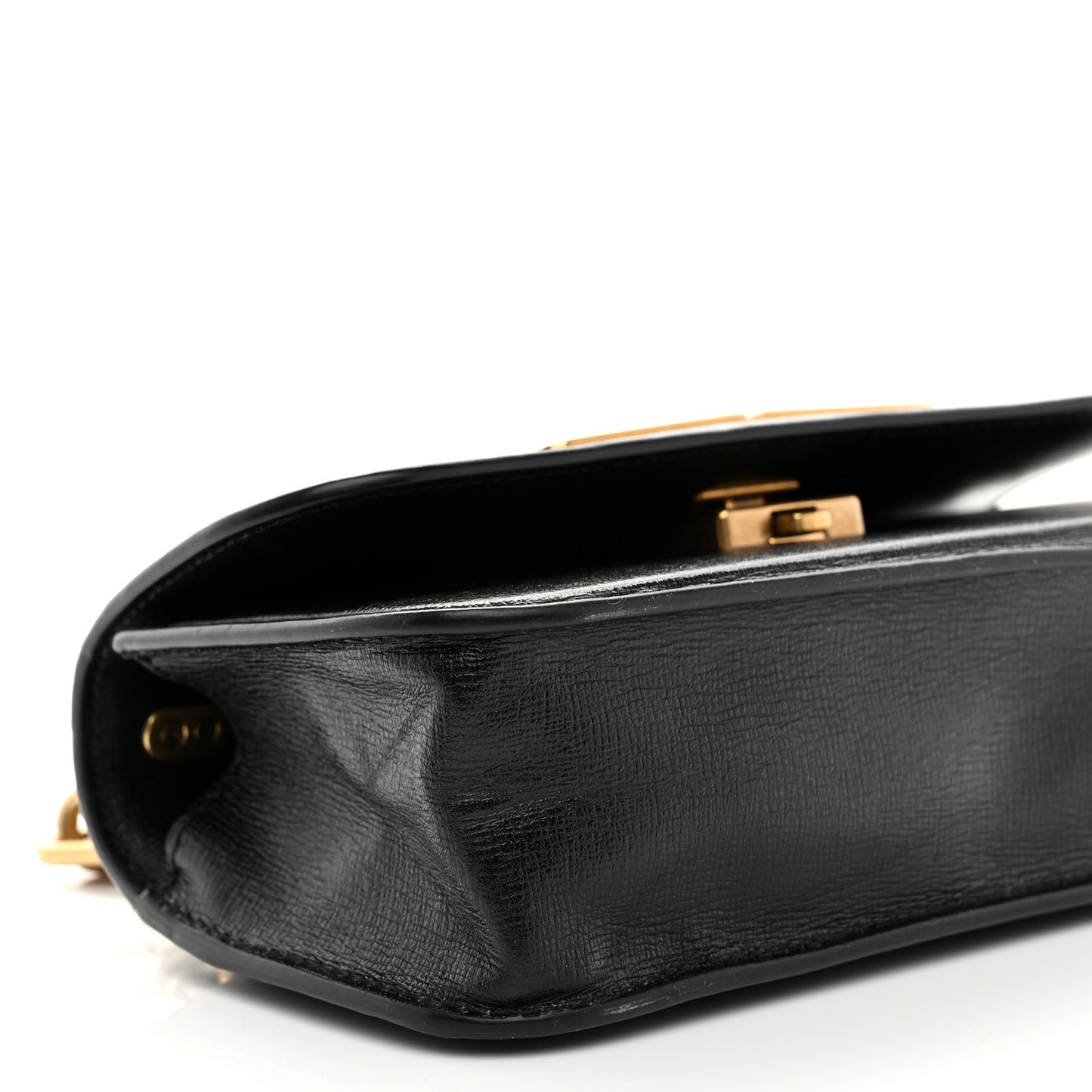 Calfskin Stripe Embossed Gossip Chain Bag XS Black
