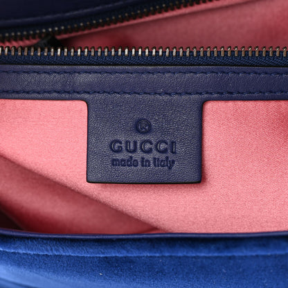 Gucci Velvet Matelasse Small GG Marmont Shoulder Bag Cobalt Blue 6 of 14