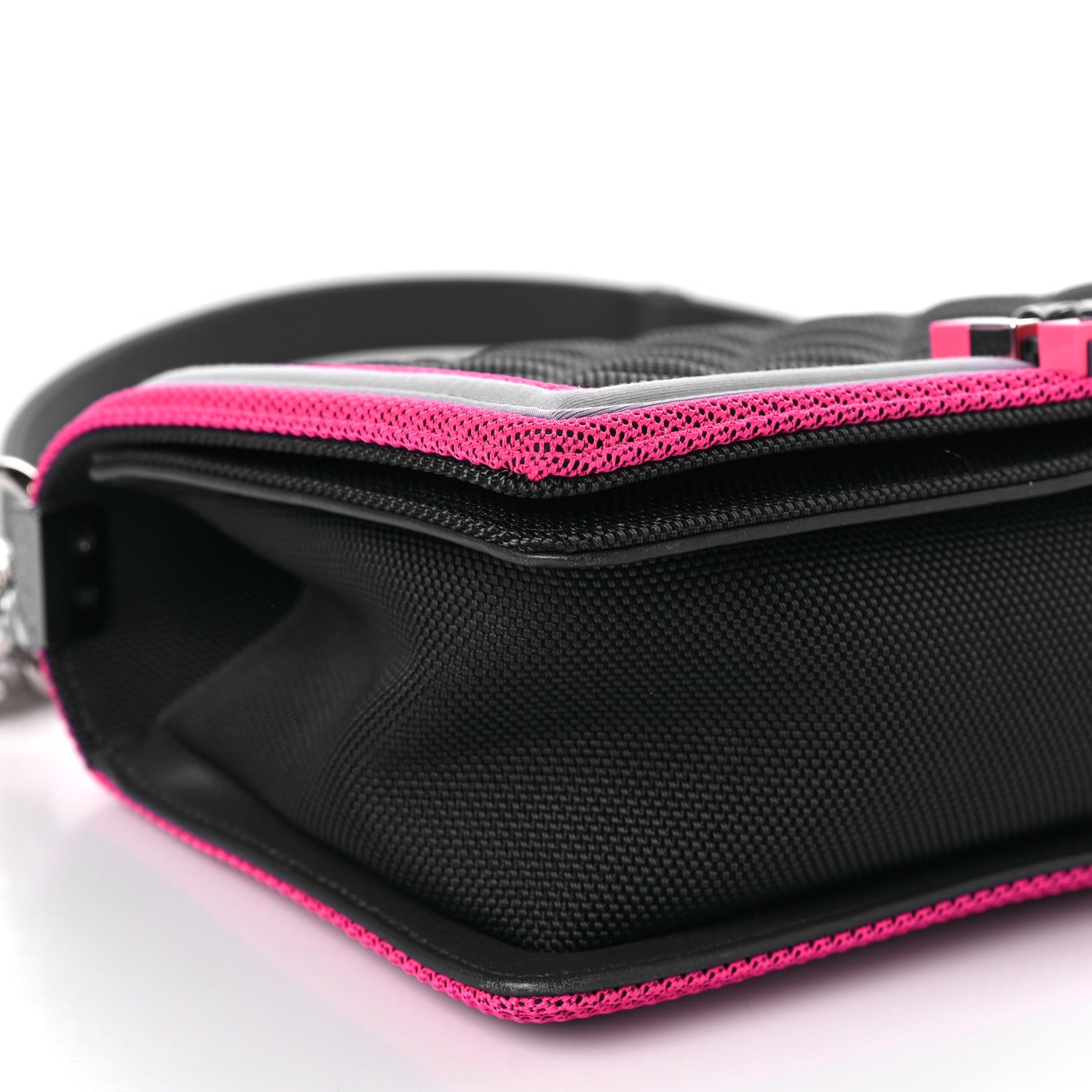 Chanel Canvas Quilted Medium Fluo Boy Flap Dark Navy Fuchsia Grey 8 of 9