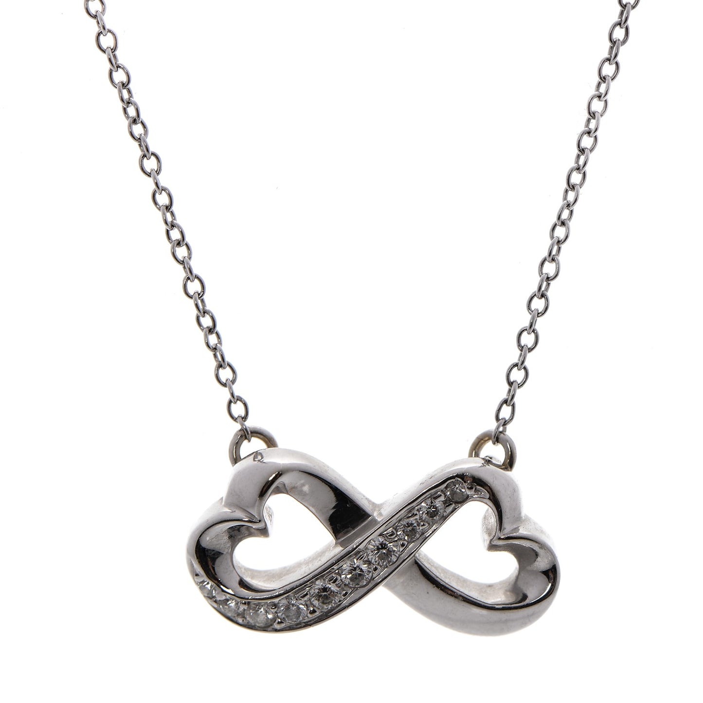 18K White Gold Diamond Paloma Picasso Double Loving Heart Necklace