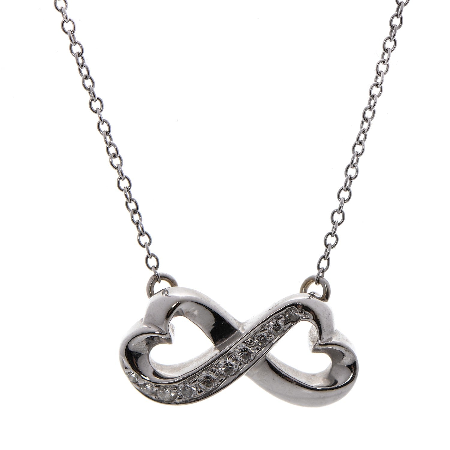 Tiffany 18K White Gold Diamond Paloma Picasso Double Loving Heart Necklace 3 of 6