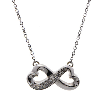 Tiffany 18K White Gold Diamond Paloma Picasso Double Loving Heart Necklace 3 of 6