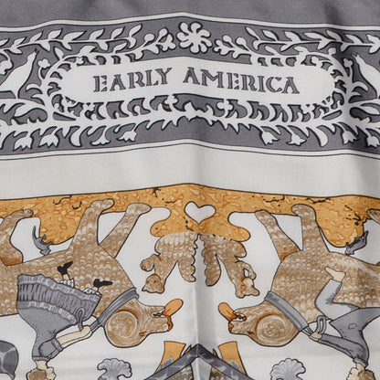 Hermes Silk Early America Scarf 90 Grey 4 of 5
