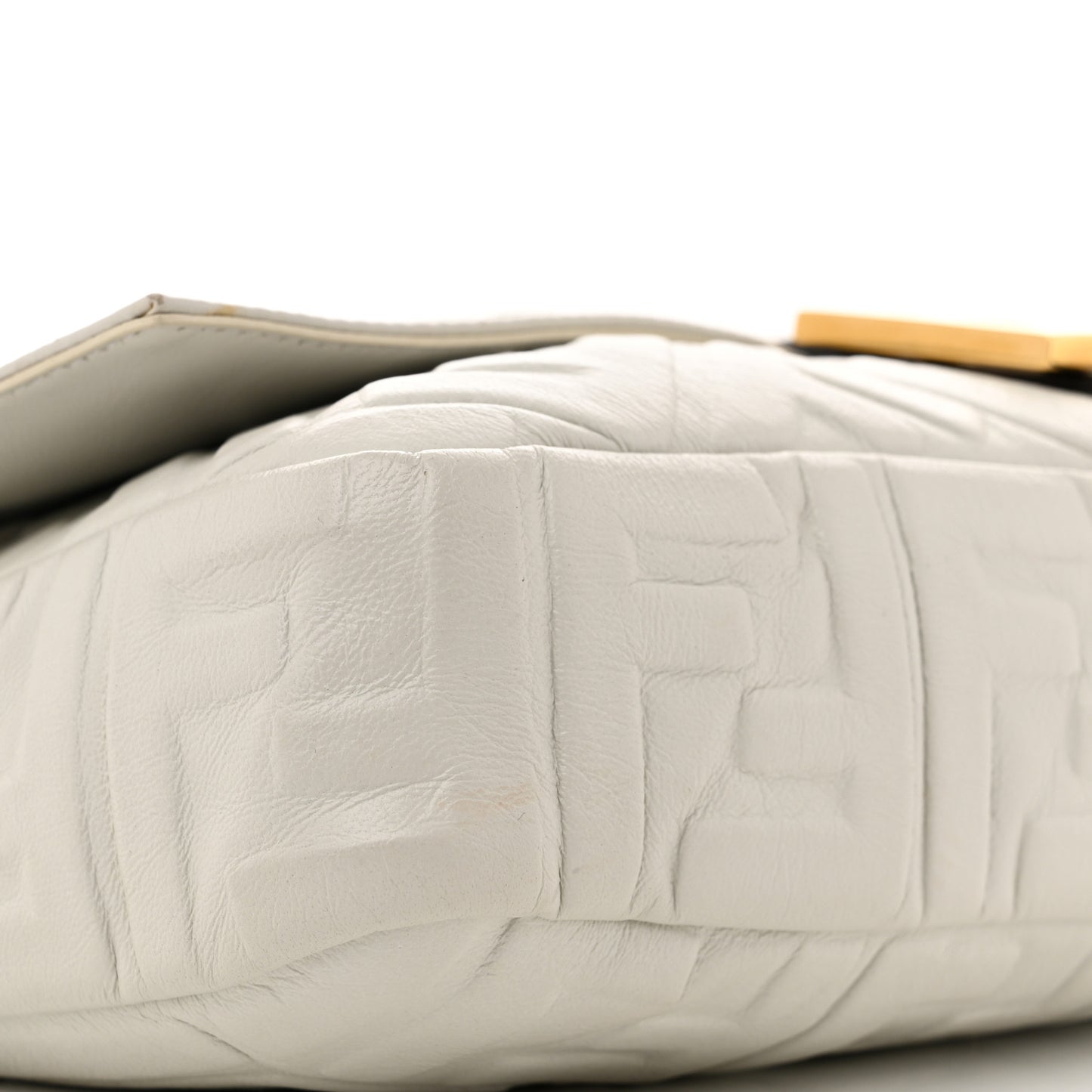 Nappa FF 1974 Embossed Large Baguette White