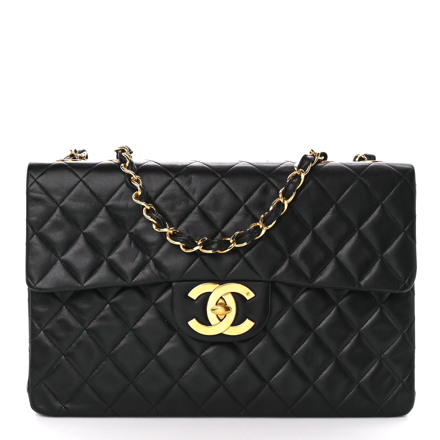 Chanel Lambskin Quilted XL Jumbo Single Flap Black 1 of 11