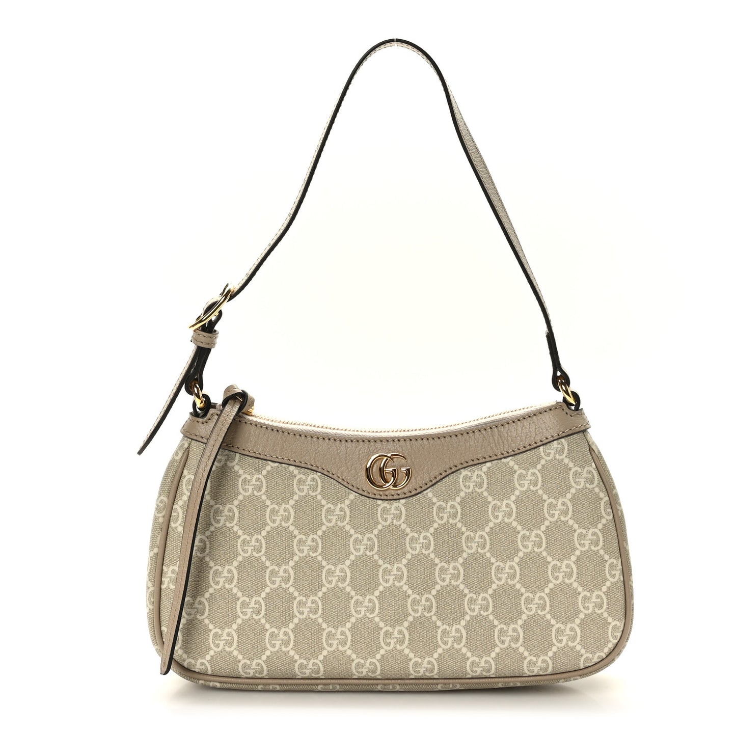 GG Supreme Monogram Textured Dollar Calfskin Small Ophidia Hobo Beige Mystic White Oatmeal