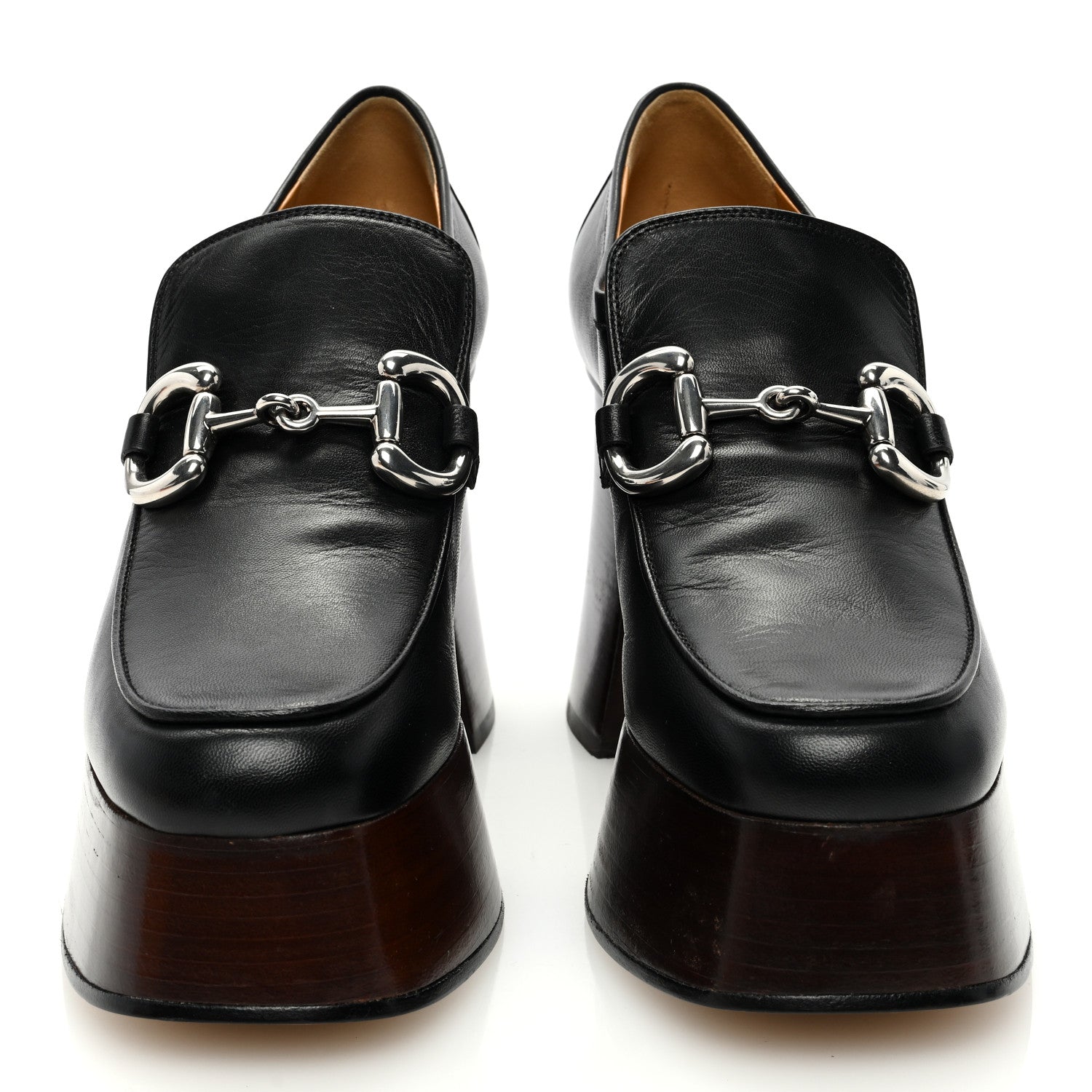 Gucci Malaga Kid Horsebit Platform Loafers 38 Black 3 of 8