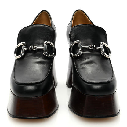 Gucci Malaga Kid Horsebit Platform Loafers 38 Black 3 of 8
