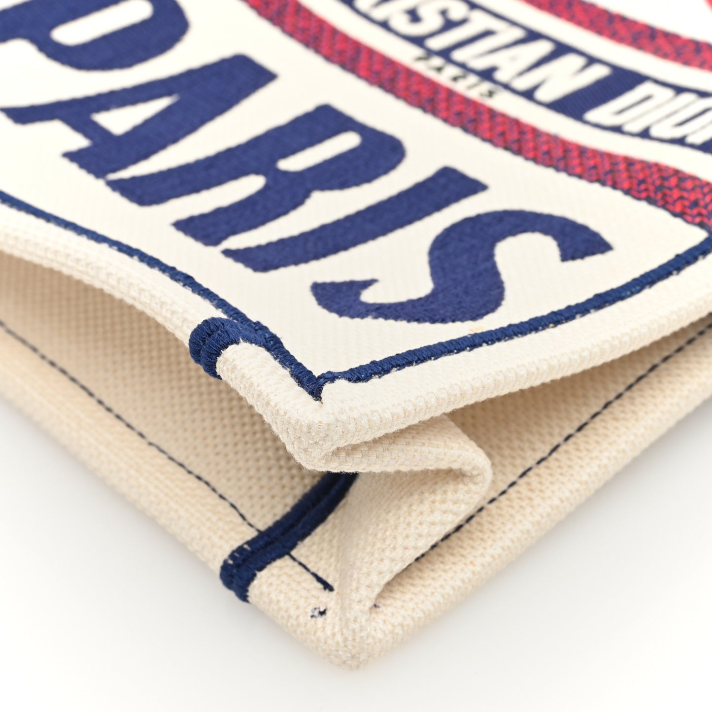 Canvas Embroidered Vertical Book Tote White