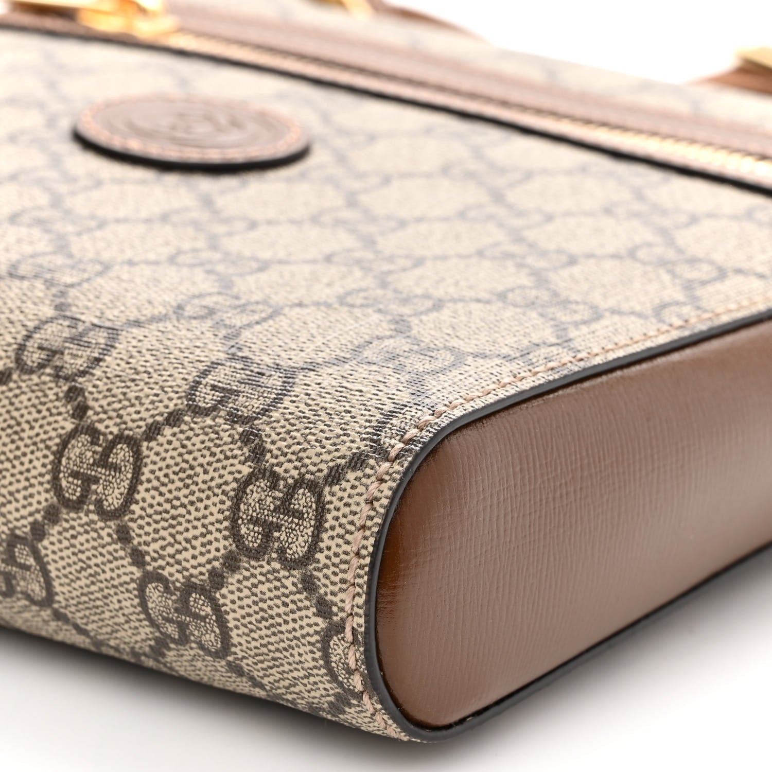 Gucci GG Supreme Monogram Azalea Calfskin Retro Interlocking G Flat Messenger Bag Beige Ebony Brown Sugar 9 of 10