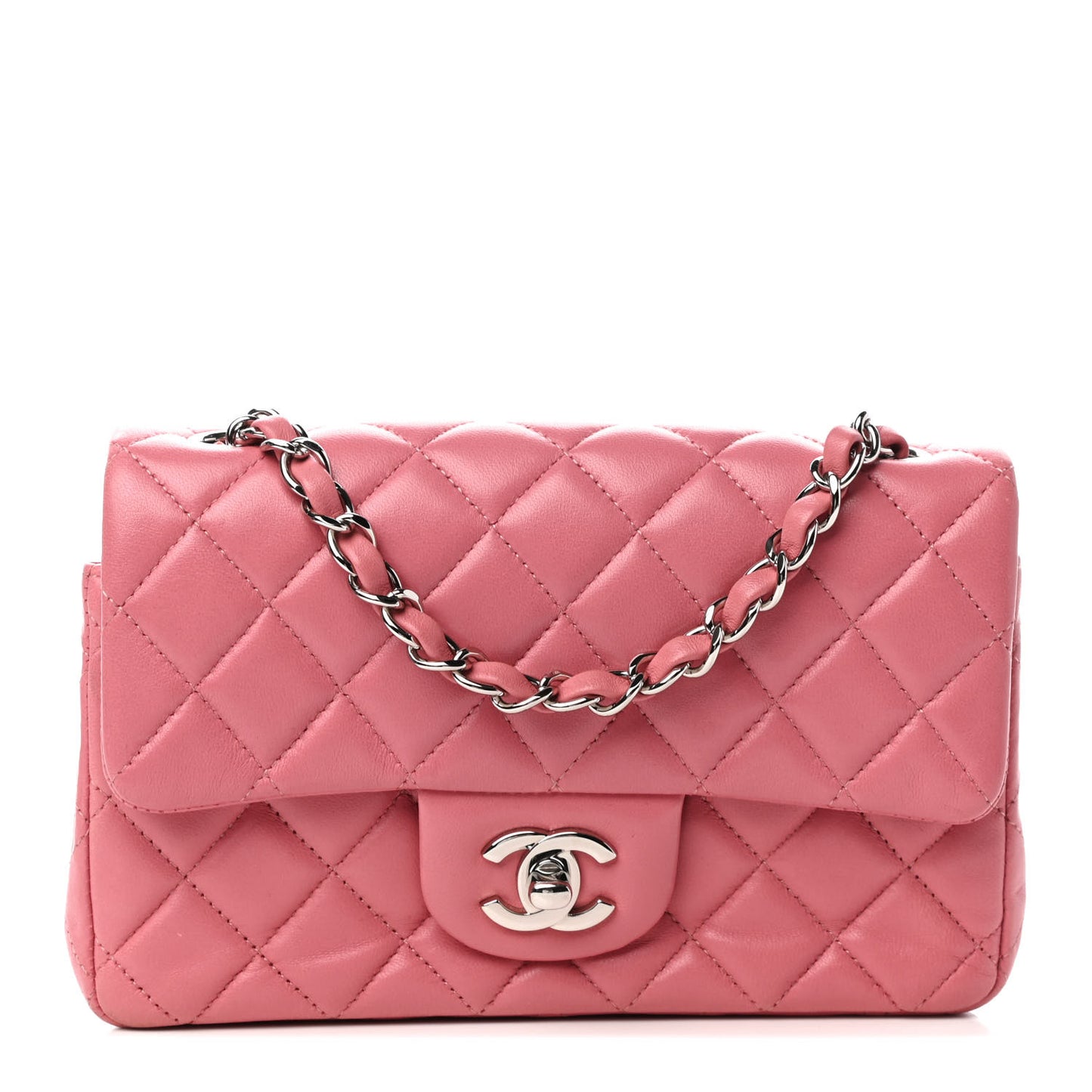 Lambskin Quilted Mini Rectangular Flap Pink