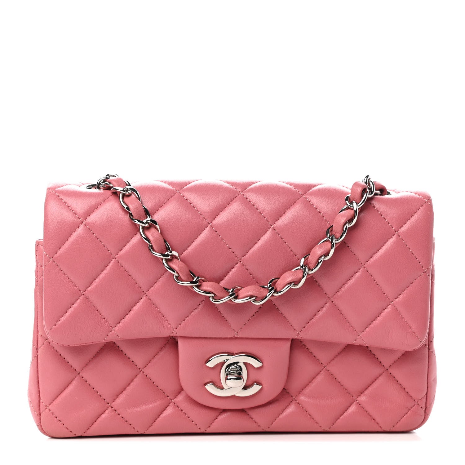 Chanel Lambskin Quilted Mini Rectangular Flap Pink 1 of 11