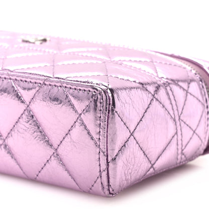 Chanel Metallic Calfskin Quilted Slim Vanity With Chain Pink 9 of 10