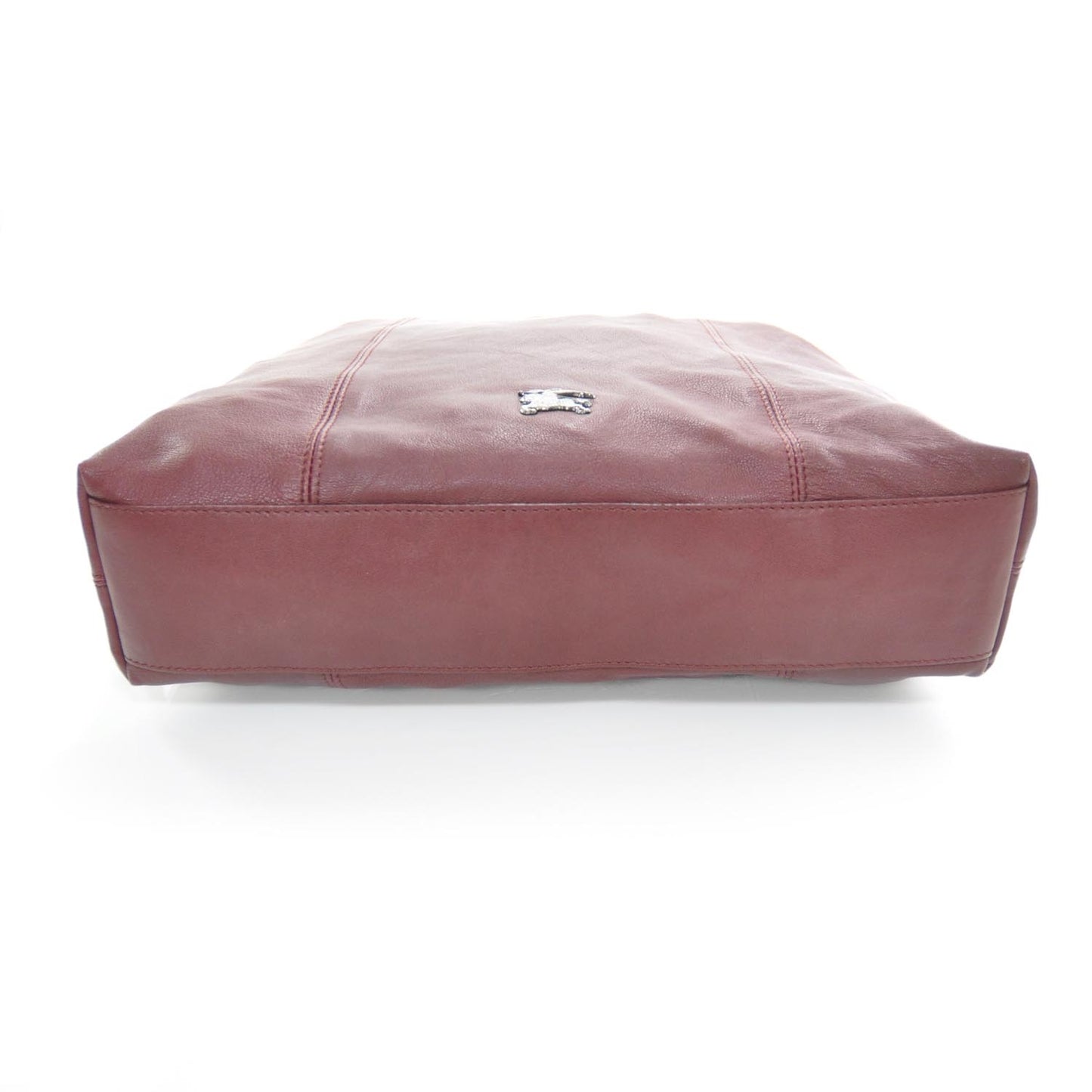Leather Packable Drawstring Tote Dark Red