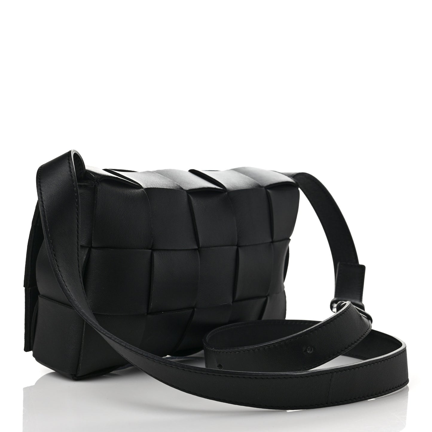 Lambskin Maxi Intrecciato Cassette Crossbody Bag Black