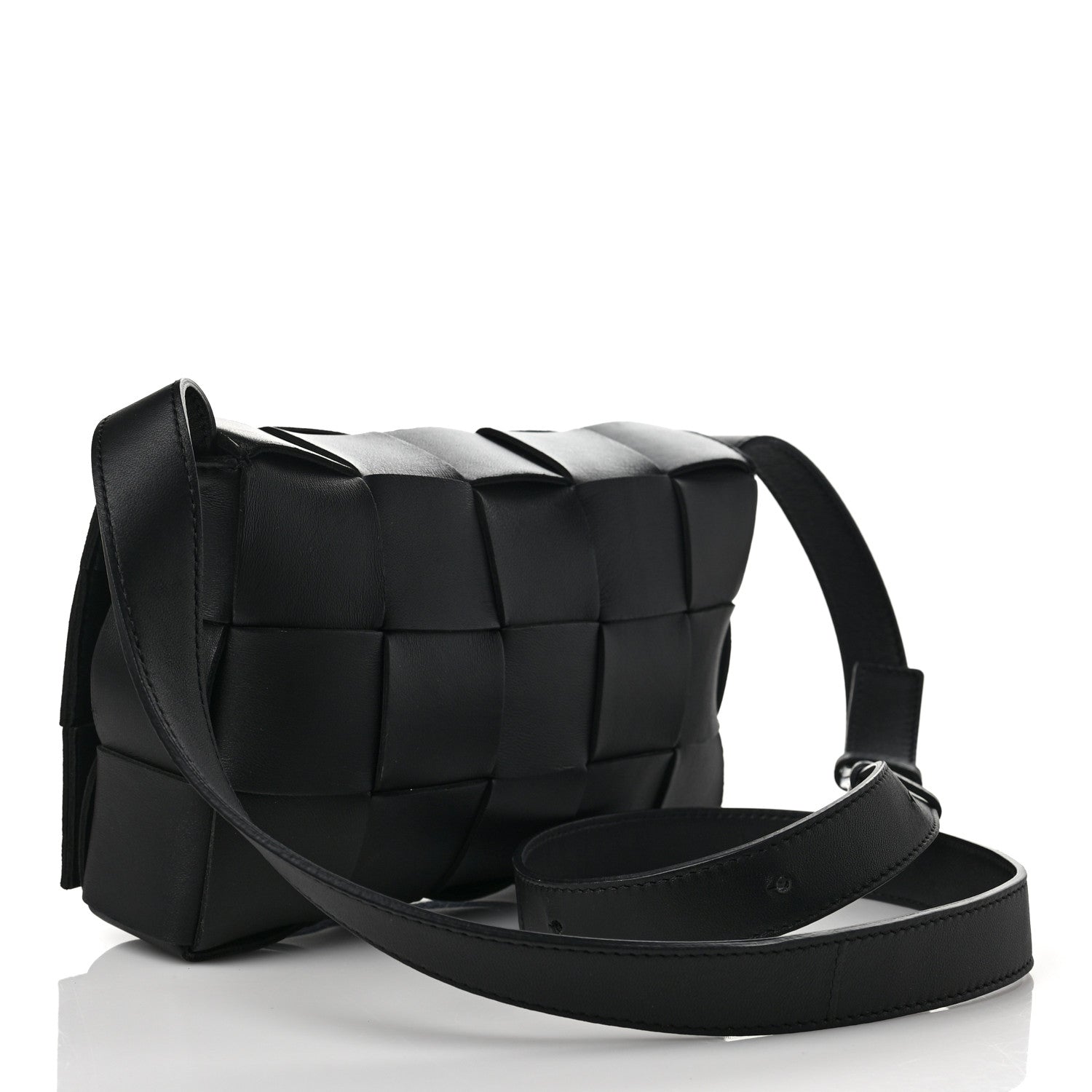 Bottega Veneta Lambskin Maxi Intrecciato Cassette Crossbody Bag Black 3 of 8