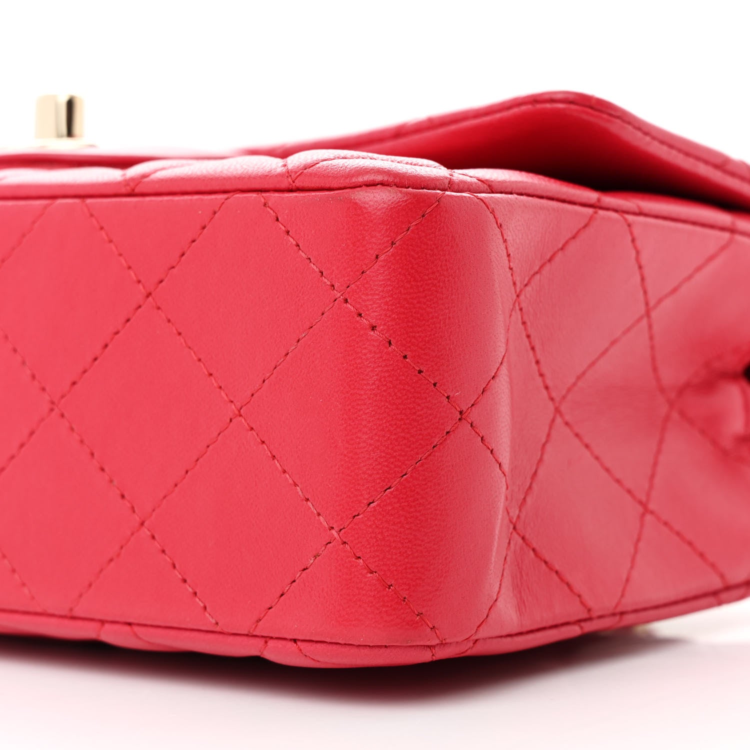 Chanel Lambskin Quilted Mini Rectangular Flap Dark Red 10 of 12