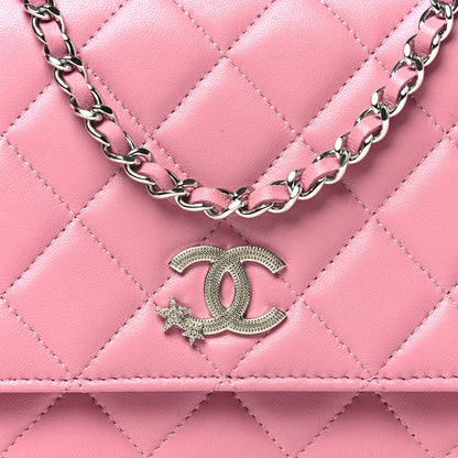 Chanel Lambskin Quilted Crystal Star Wallet On Chain WOC Pink 9 of 12
